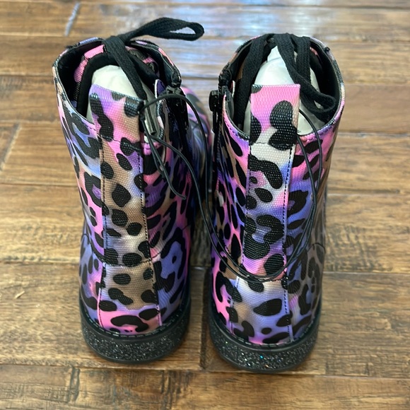 MIA Giuletta Combat Glitter Sole Boots Multicolor Leopard Size 5 - Picture 5 of 8